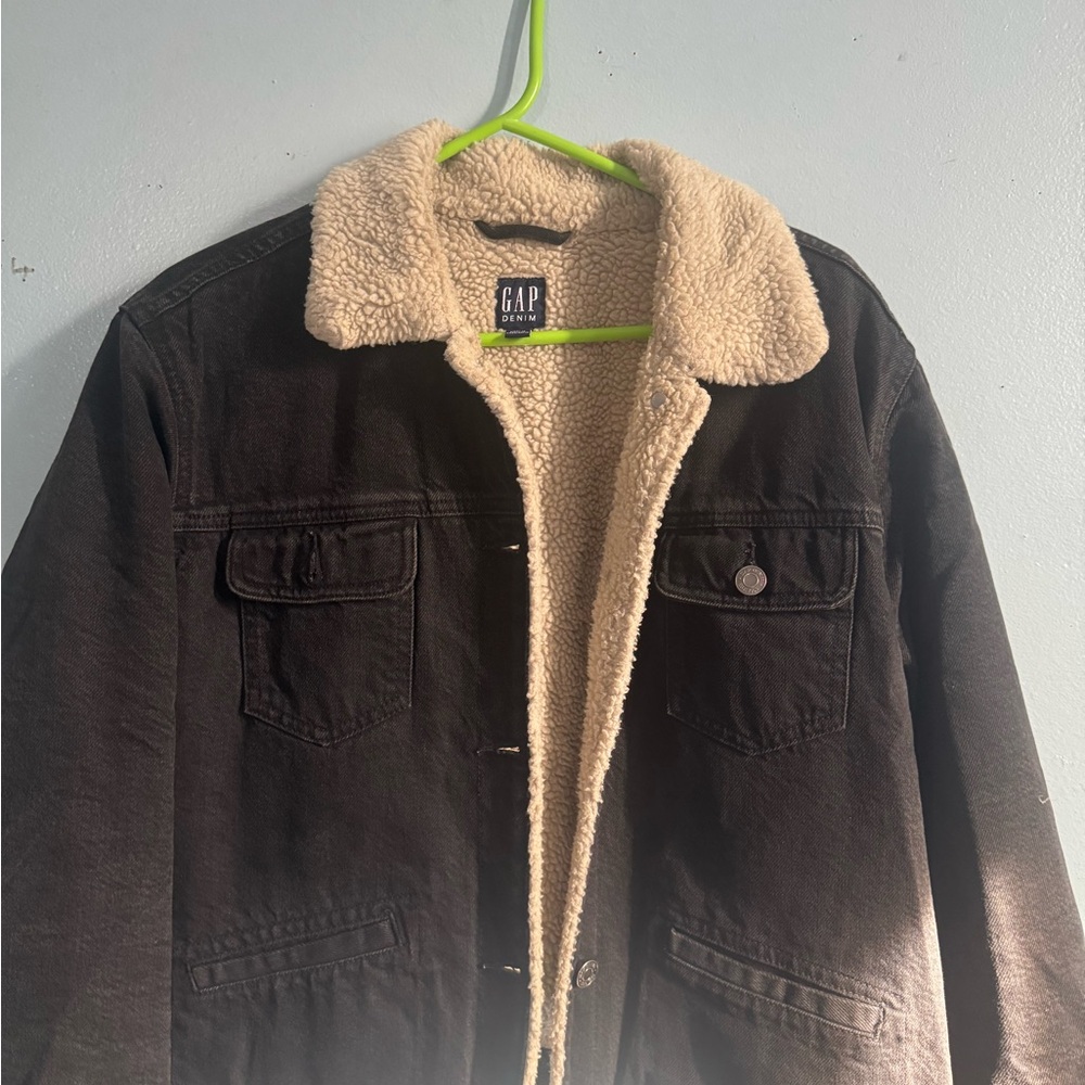 GAP Black Jacket with Cream Sherpa Lining